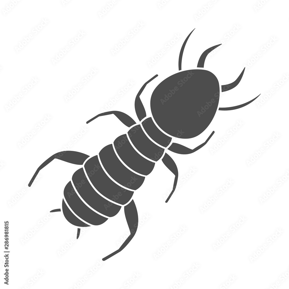 Termite silhouette on white background. Vector icon. Termite silhouette on white background. Vector icon.