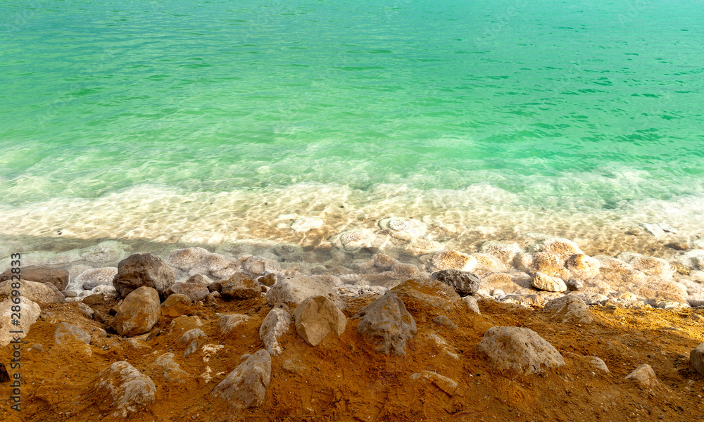 Dead sea sand, salt and water. Israel