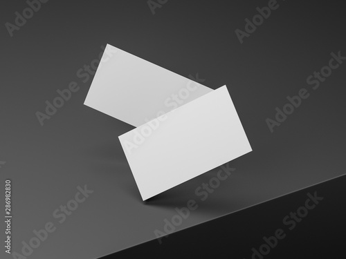 Two white Business Cards Mockup on black abstract bckground