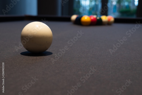 Snooker and Billiard table with ball setup. background for pary and sport recreation