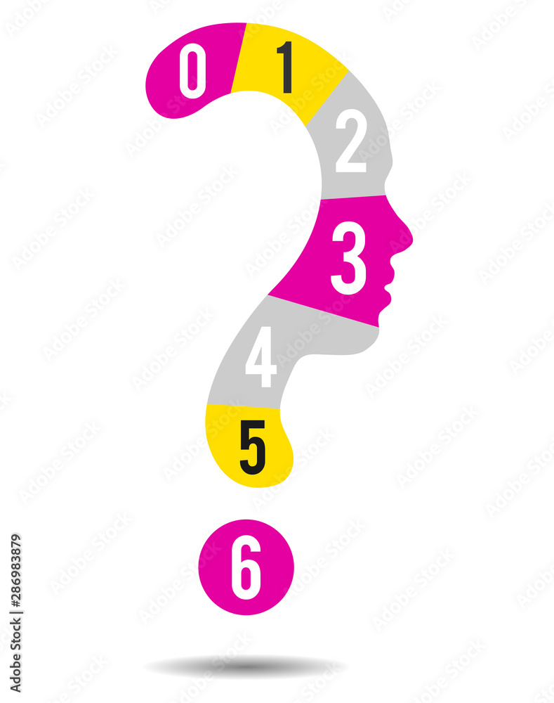 Colorful Question mark symbol silhouette of a girl
