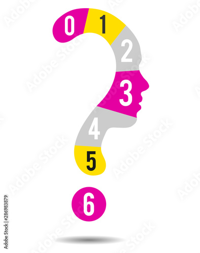 Colorful Question mark symbol silhouette of a girl