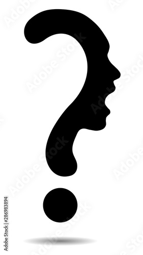 Question mark symbol silhouette of a girl