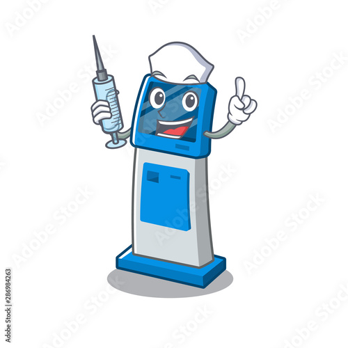 Nurse information digital kiosk with in cartoon shape