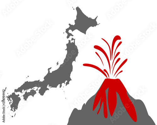 Karte von Japan mit Vulkan