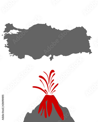 Karte der Türkei mit Vulkan
