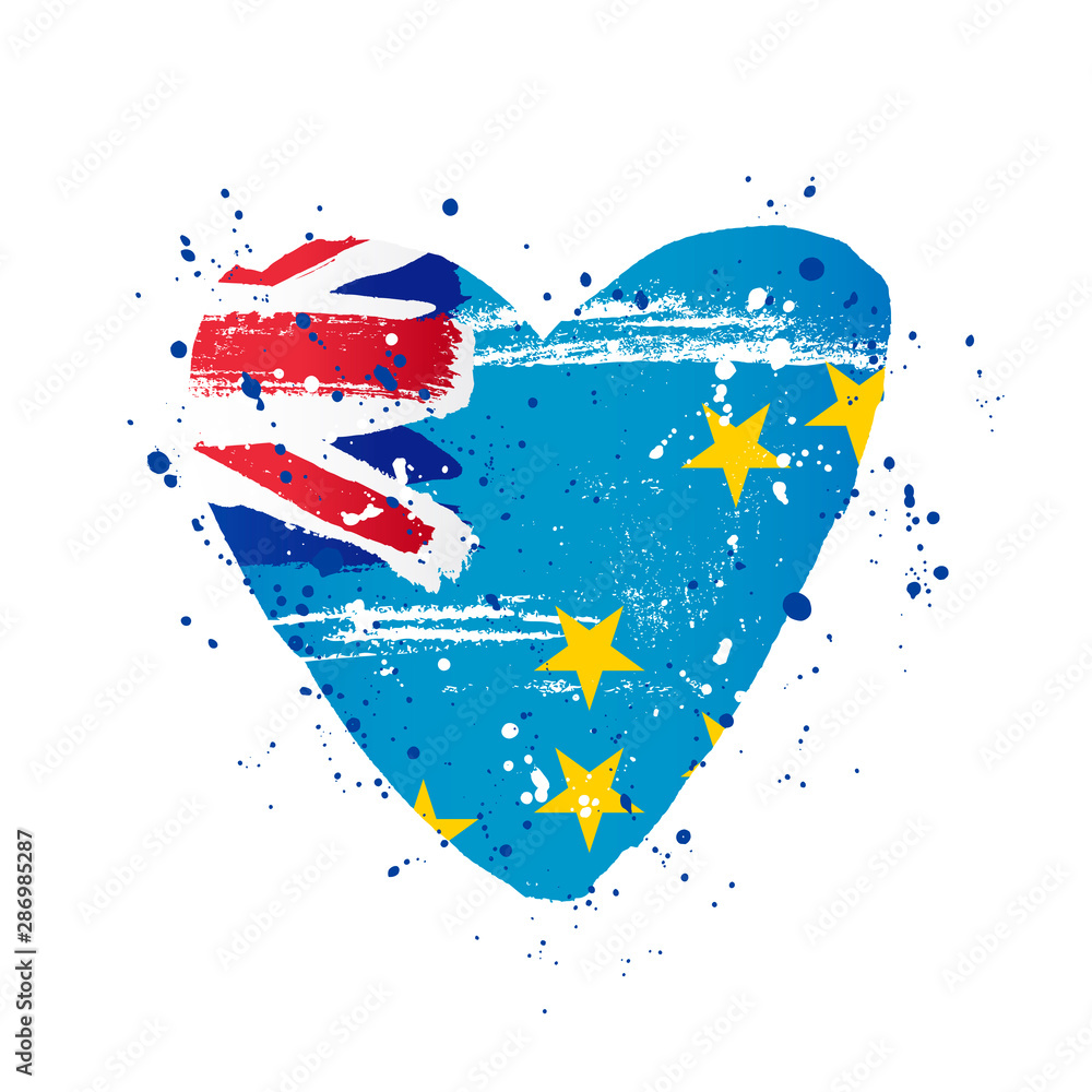 Obraz premium Tuvalu flag in the form of a big heart.