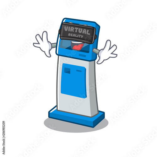 Virtual reality information digital kiosk isolated in the mascot