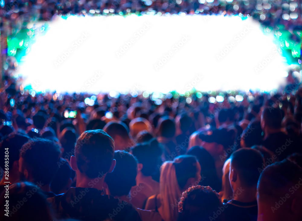 crowd of people at concert or show, white background