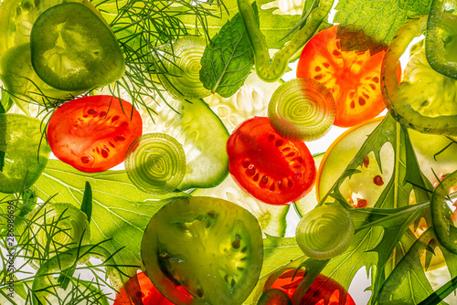 pieces and clices of vegetable close up photo