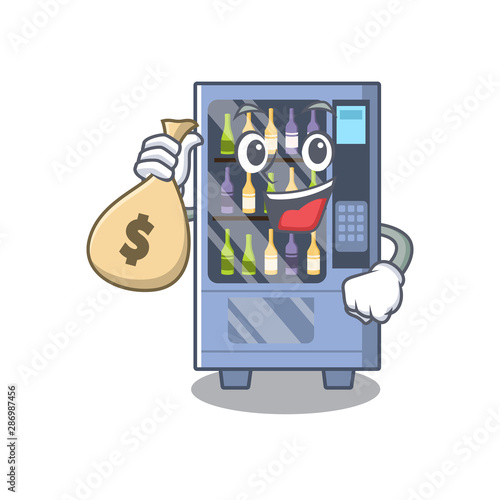 With money bag cartoon wine vending machine on character table