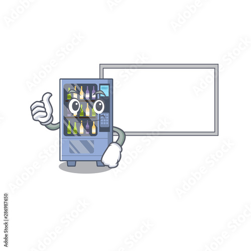 Thumbs up with board cartoon wine vending machine on character table