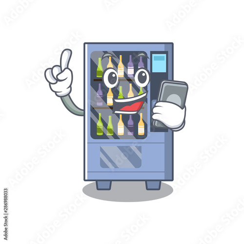 With phone cartoon wine vending machine on character table