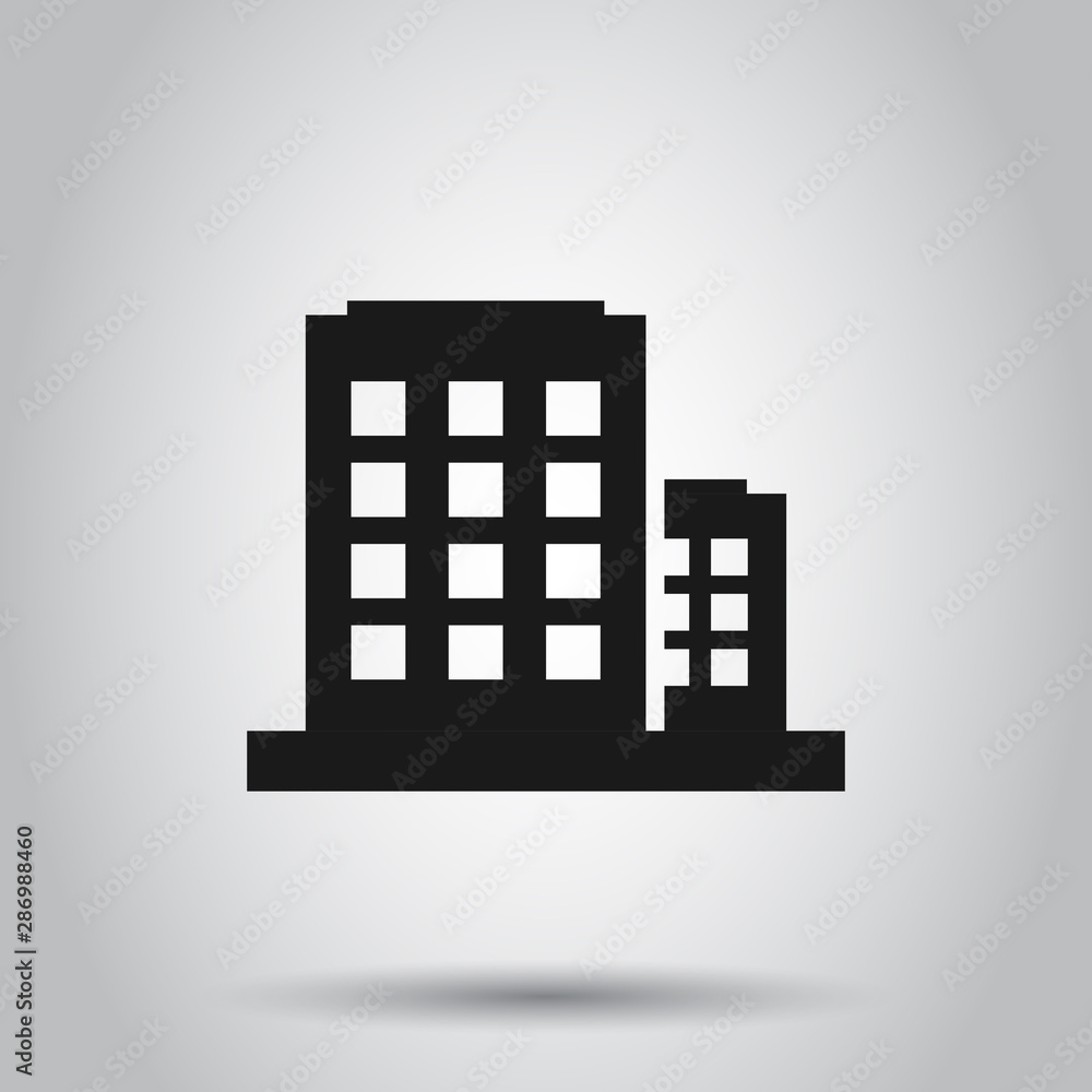 Office building sign icon in flat style. Apartment vector illustration on isolated background. Architecture business concept. Office building sign icon in flat style. Apartment vector illustration on isolated background. Architecture business concept.
