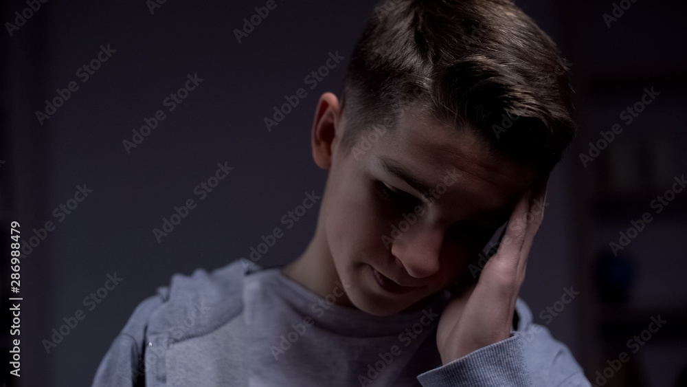 Depressed teenager unable to hear parents quarreling closing ears, troubles Depressed teenager unable to hear parents quarreling closing ears, troubles