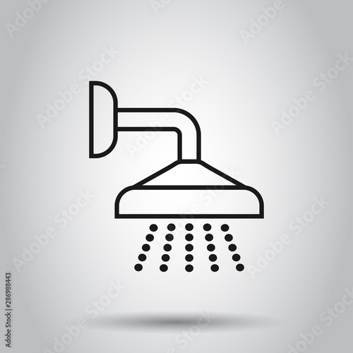 Shower sign icon in flat style. Bathroom water device vector illustration on isolated background. Wash business concept.