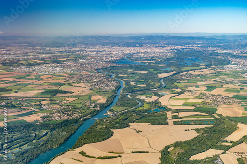 Vászonkép Aerial view over Lyon and the Rhone