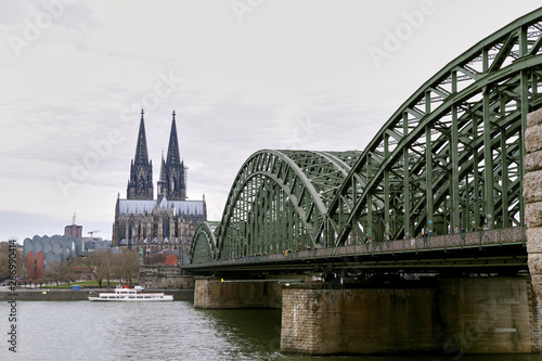 Panoramic view over Cologne historic city center