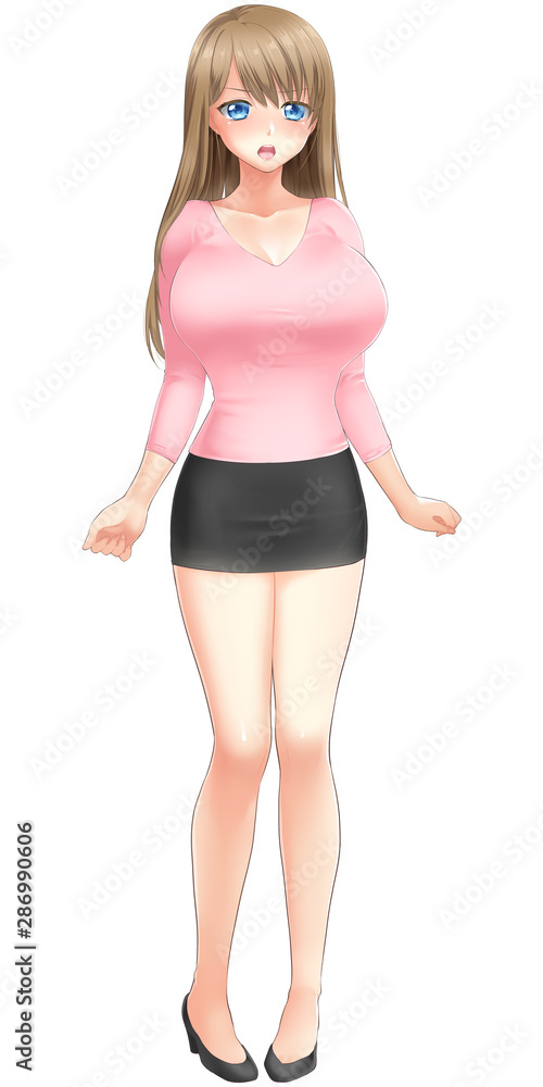 美少女イラスト立ち絵 恥ずかしい表情 Stock Illustration Adobe Stock