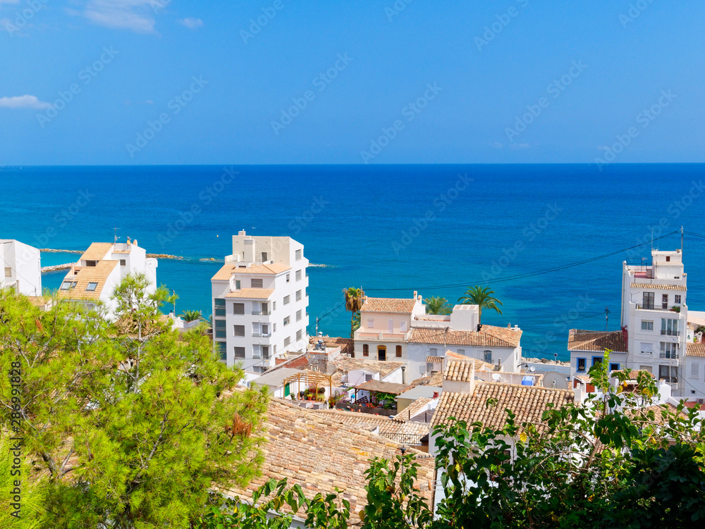 Panorama of the city and the sea in Altea. Costa Blanca, Spain.