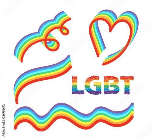 Set of colored symbols of LGBT. Vector illustration for your design. Can be used as logo/icon or brochure template. Easy to change colors.