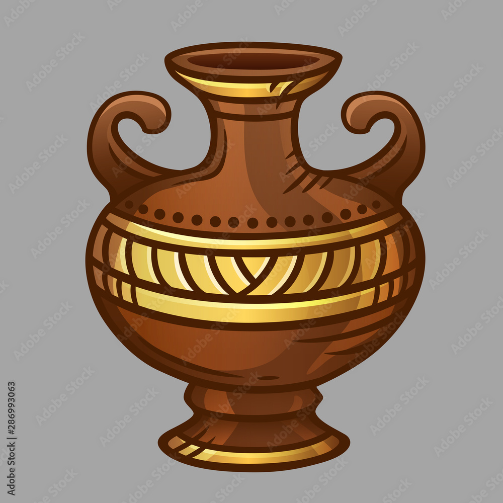 Brown vase with gold pattern