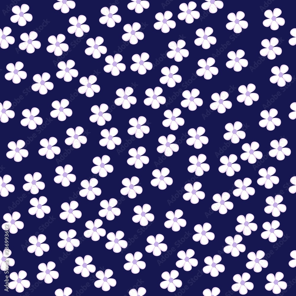 seamless pattern with white flowers and dark blue seamless pattern with white flowers and dark blue