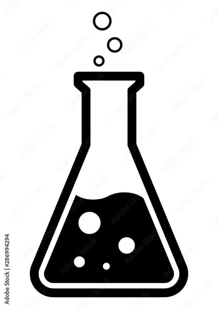 gz451 GrafikZeichnung - german: Labor / Chemie / Erlenmeyerkolben ...