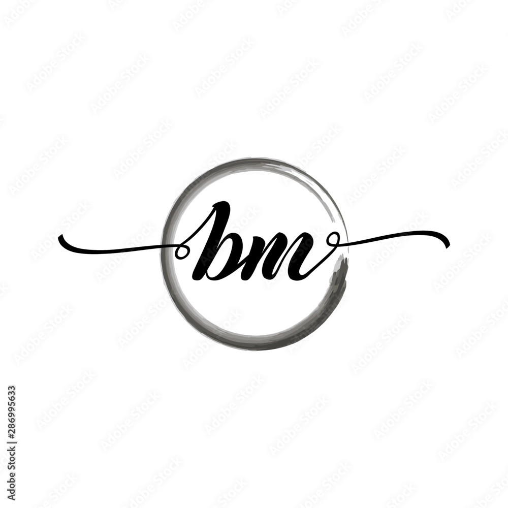BM initial handwriting logo template round logo in watercolor color with handwritten letters in the middle. Handwritten logos are used for, weddings, fashion, jewelry, boutiques, flowers, and business BM initial handwriting logo template round logo in watercolor color with handwritten letters in the middle. Handwritten logos are used for, weddings, fashion, jewelry, boutiques, flowers, and business