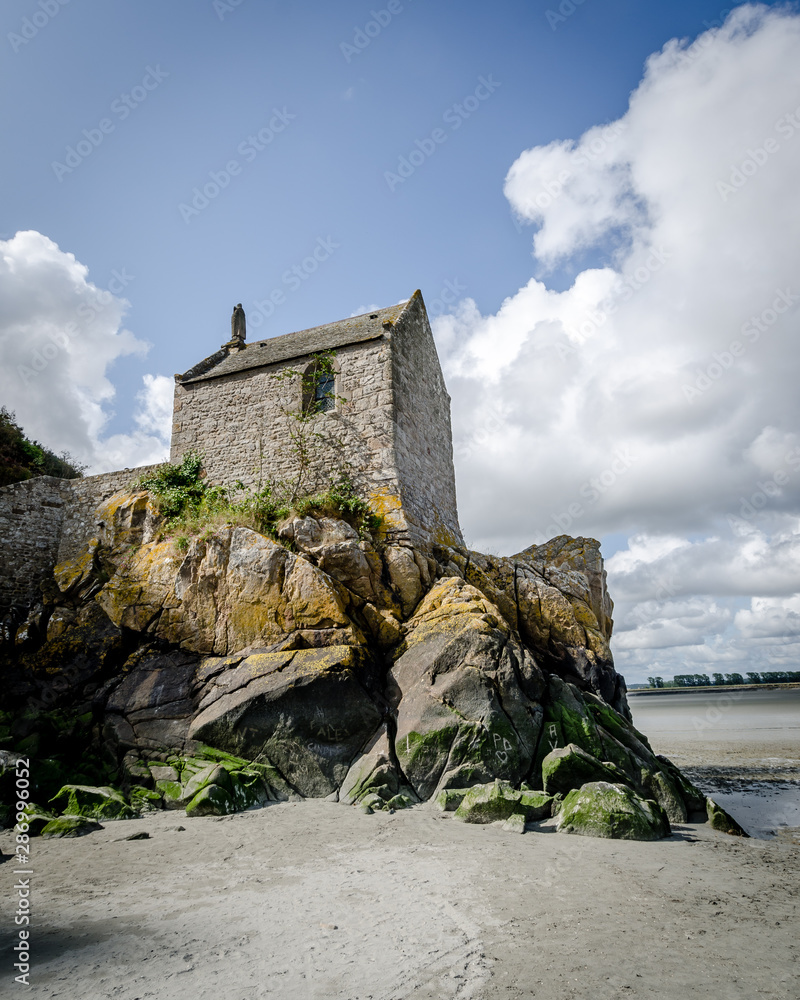 A small chapel on the rock at the back of Le Mont Sint Michel