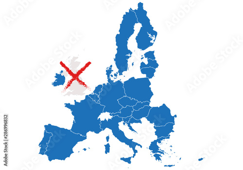 Mapa sobre el Brexit y la seperación de Reino Unido y la Unión Europea