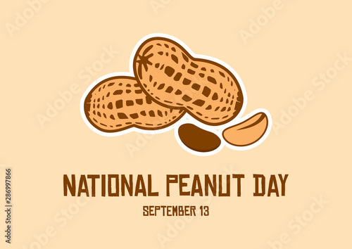 National Peanut Day vector. Peanut vector illustration. Peanuts isolated on a brown background. American delicacy. Peanut Day Poster, September 13. Important day