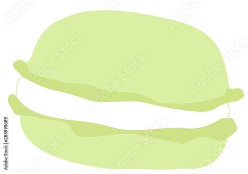 ティータイム　素材　マカロン　ベクターイラスト　ピスタチオ　グリーン