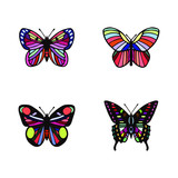 set of butterflies. eps10 vector illustration. hand drawing