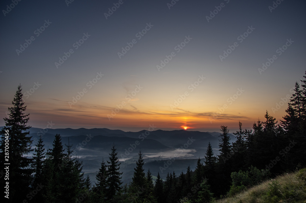 Dawn in the summer in the mountains Dawn in the summer in the mountains
