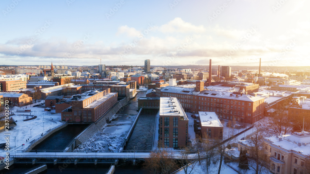 Panorama of Tampere city at winter, Finland. Beautiful soft sunlight. Panorama of Tampere city at winter, Finland. Beautiful soft sunlight.