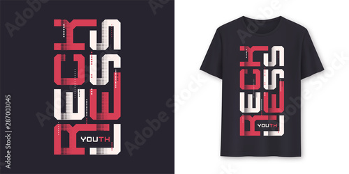 Reckless youth graphic modern t-shirt vector design, typography
