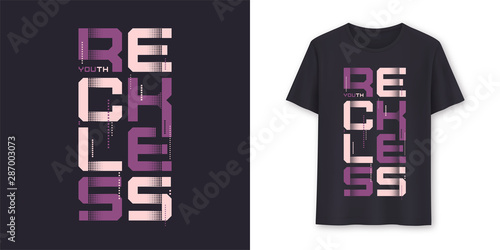Reckless youth graphic modern t-shirt vector design, typography