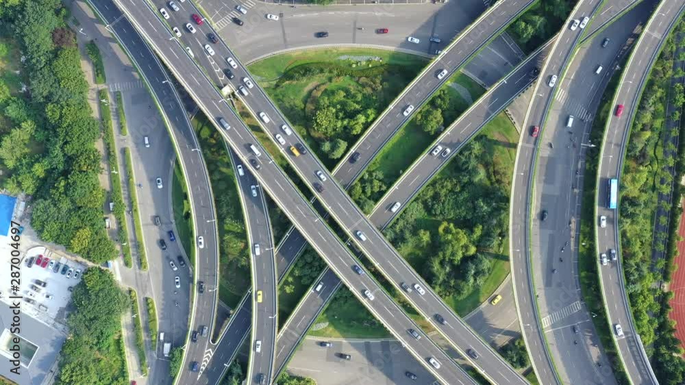 Aerial view of highway and overpass in city Aerial view of highway and overpass in city