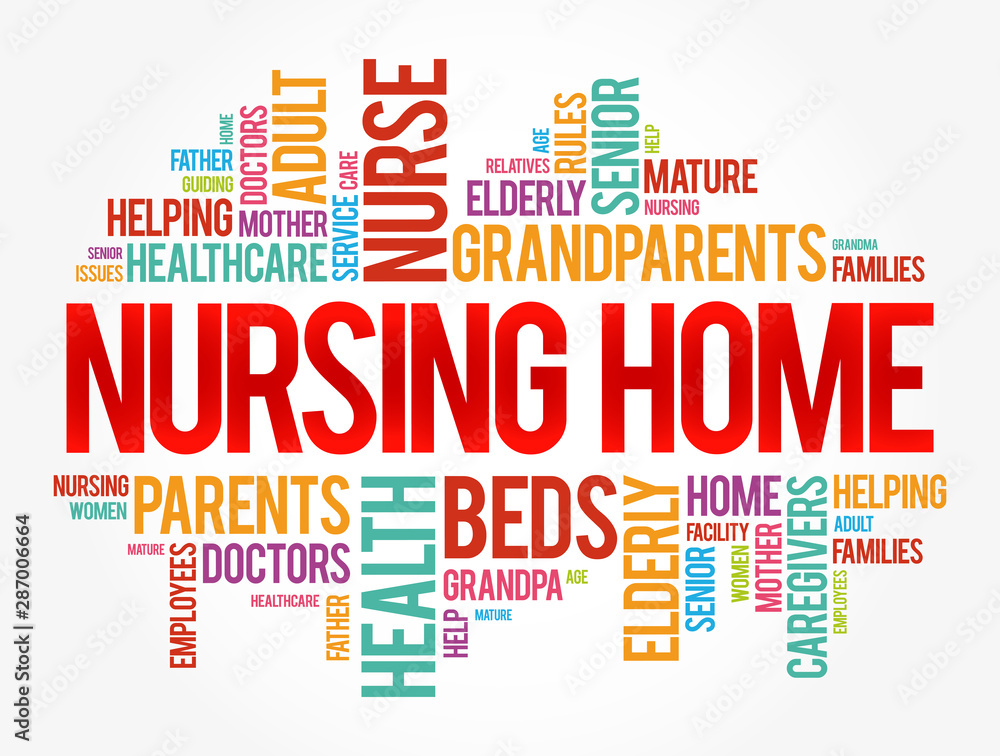 Nursing Home word cloud collage, health concept background