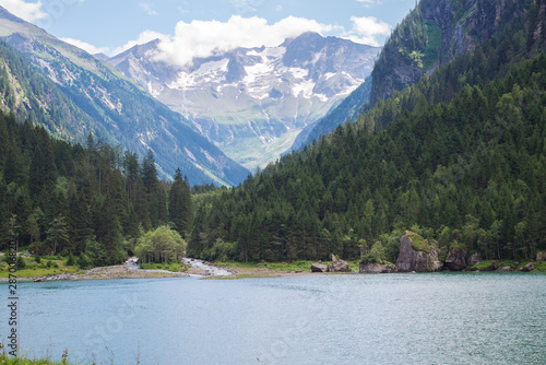 Lake "Stillup" in the Zillertaller Alps in Tirol, Austria. Glacier in the background.