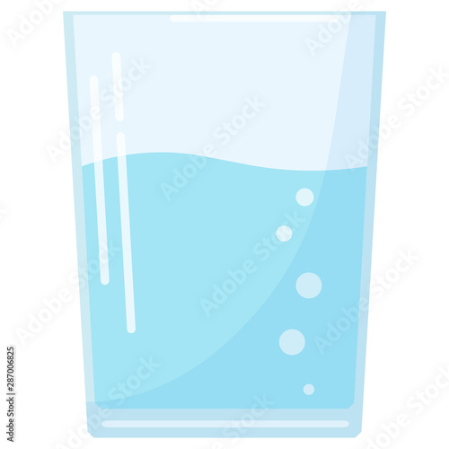 Flat design water glass icon in cartoon style isolated on white background.