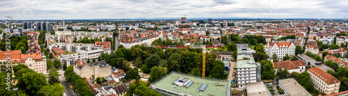 Munich Aerial Panorama. Residential area, church, streets