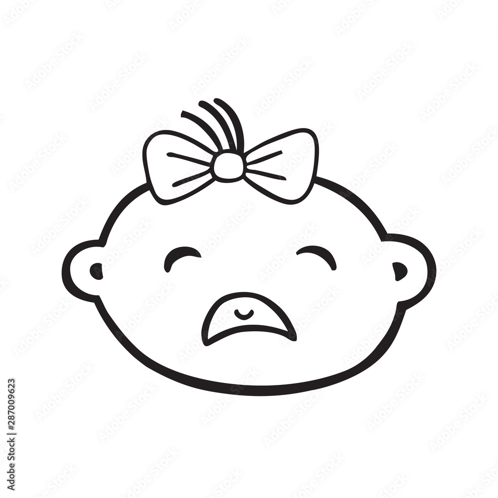 Crying baby girl infant with tears vector icon Crying baby girl infant with tears vector icon