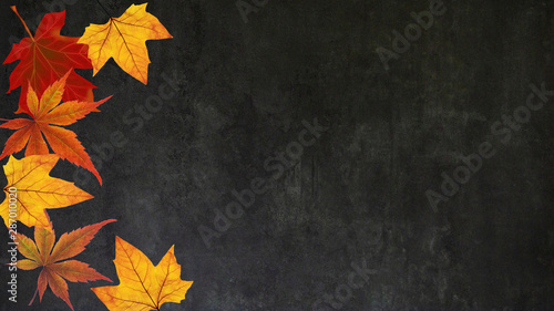Herbst - Herbstlicher schwarzer Hintergrund mit bunten Laubblättern