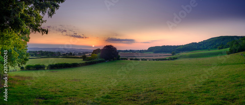 Summer sunrise on the South Downs near Didling, West Sussex.