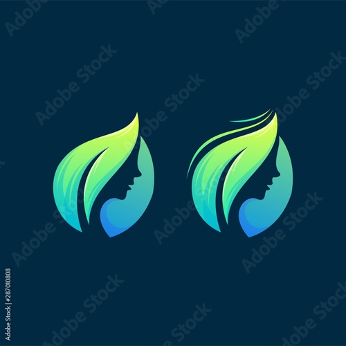 woman leaf logo icon ready to use