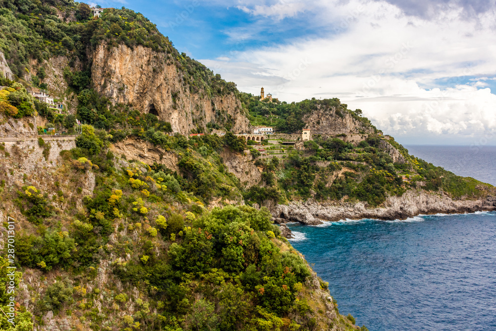  Italy, Positano, view of stretches of coastline on the Amalfi coast