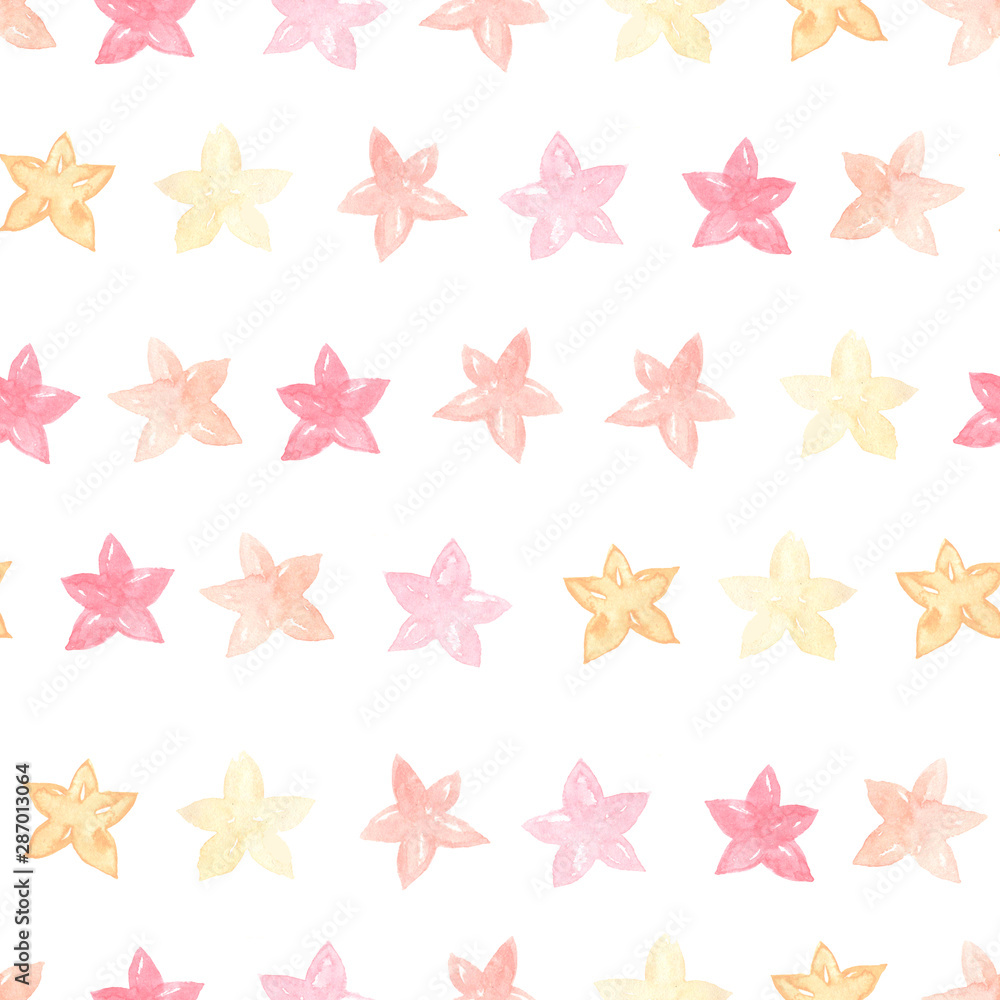 Seamless pattern with watercolor pink stars Seamless pattern with watercolor pink stars