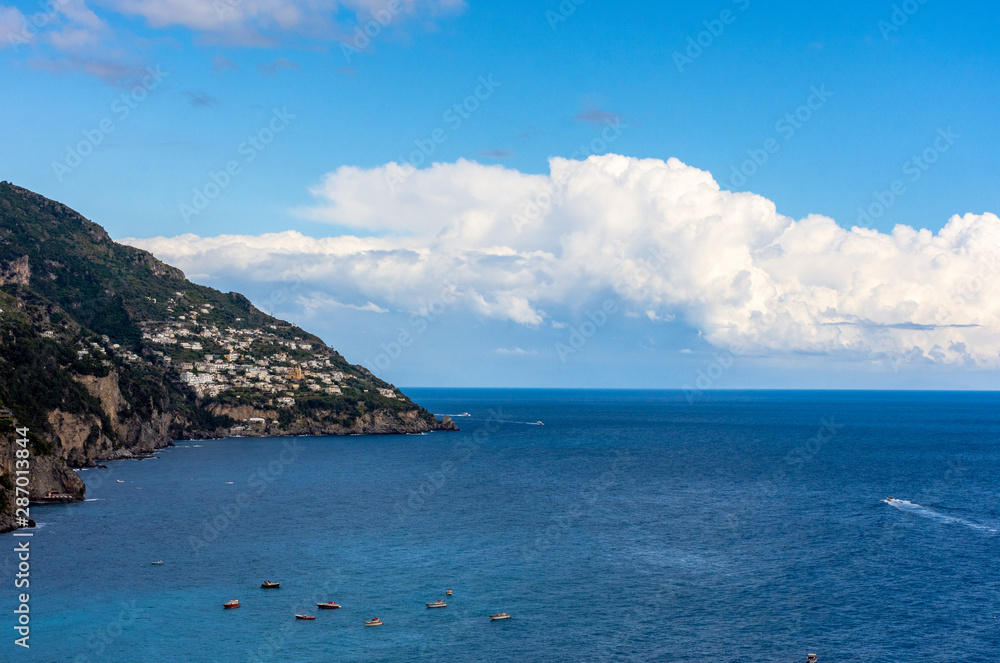 Italy, Positano, panorama of the coast